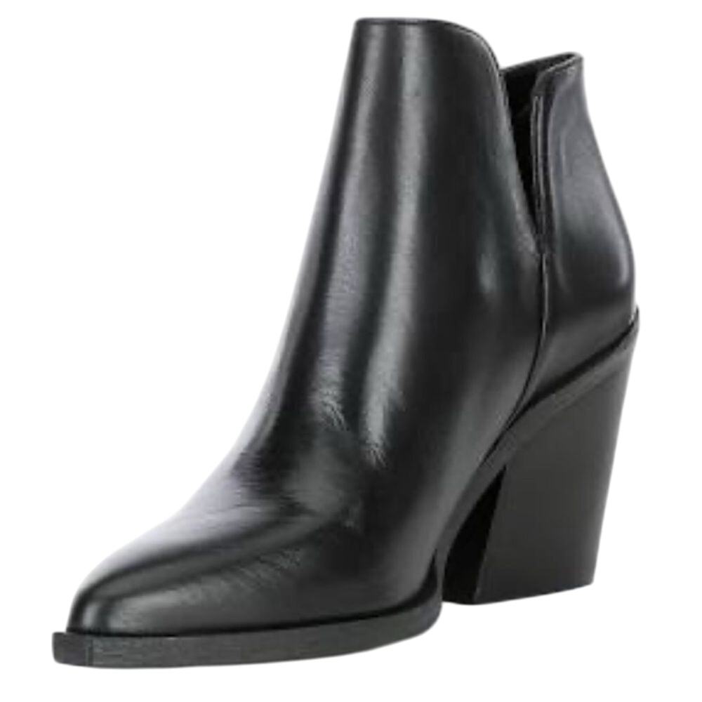 Gianni Bini Huttsen Leather Stacked Heel Western Booties Black Size 5M - Picture 2 of 7